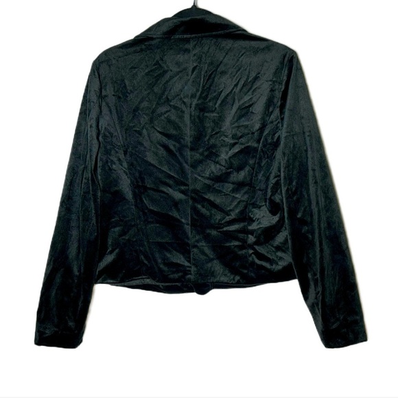 NWT CoffeeShop Black Velvet Moto Jacket with Front Zipper & Zipped Pockets, M - Picture 4 of 15